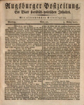 Augsburger Postzeitung Montag 4. März 1833