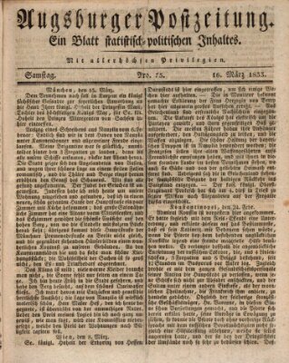 Augsburger Postzeitung Samstag 16. März 1833