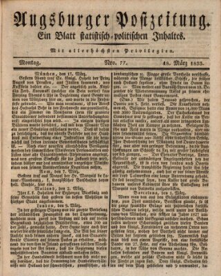 Augsburger Postzeitung Montag 18. März 1833
