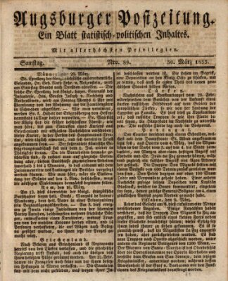 Augsburger Postzeitung Samstag 30. März 1833