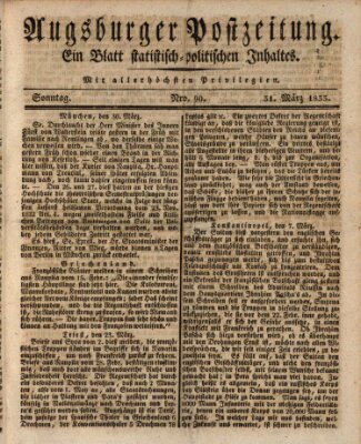 Augsburger Postzeitung Sonntag 31. März 1833