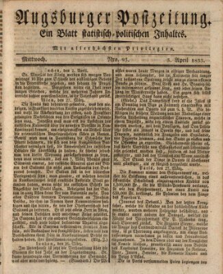 Augsburger Postzeitung Mittwoch 3. April 1833