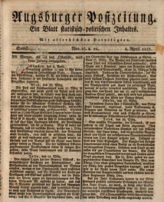 Augsburger Postzeitung Samstag 6. April 1833