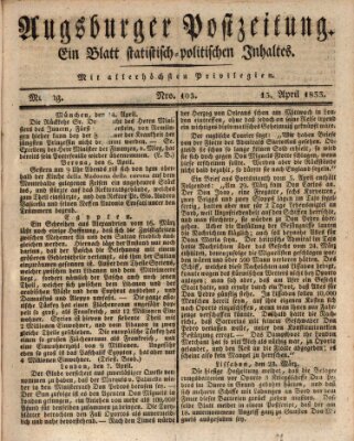 Augsburger Postzeitung Montag 15. April 1833