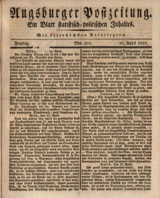 Augsburger Postzeitung Freitag 19. April 1833