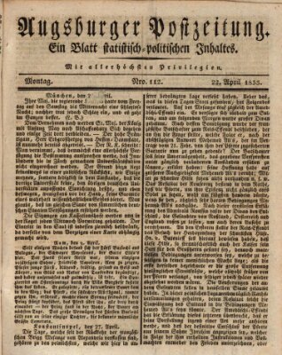 Augsburger Postzeitung Montag 22. April 1833