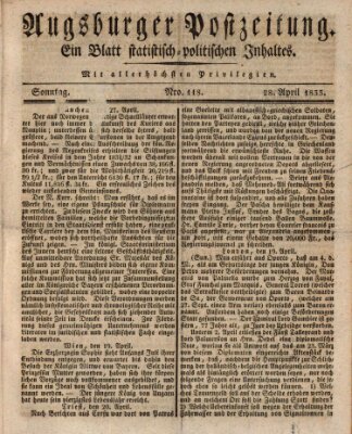 Augsburger Postzeitung Sonntag 28. April 1833