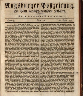 Augsburger Postzeitung Montag 20. Mai 1833