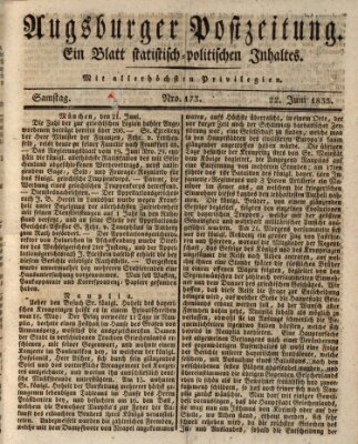 Augsburger Postzeitung Samstag 22. Juni 1833