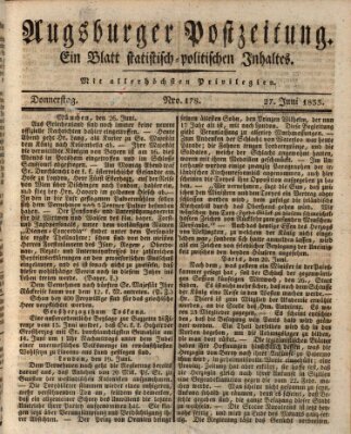 Augsburger Postzeitung Donnerstag 27. Juni 1833