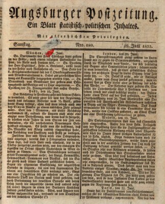 Augsburger Postzeitung Samstag 29. Juni 1833