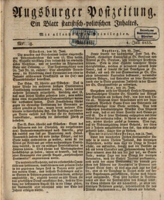 Augsburger Postzeitung Montag 1. Juli 1833