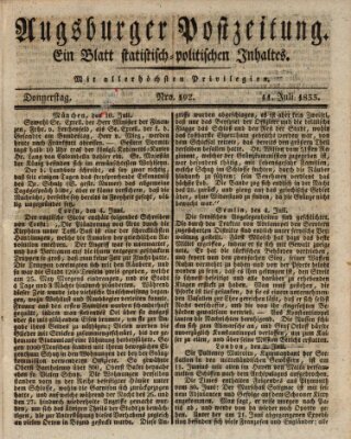 Augsburger Postzeitung Donnerstag 11. Juli 1833