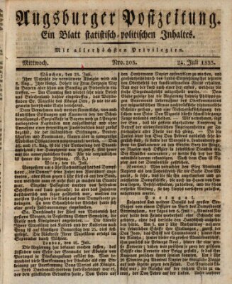 Augsburger Postzeitung Mittwoch 24. Juli 1833