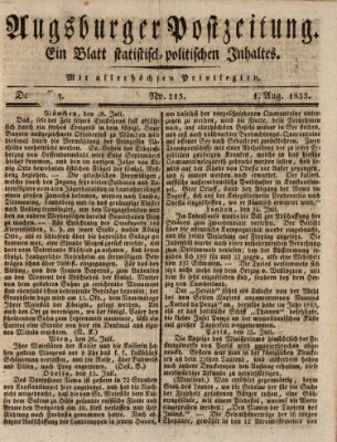 Augsburger Postzeitung Donnerstag 1. August 1833