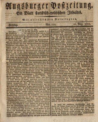 Augsburger Postzeitung Freitag 16. August 1833