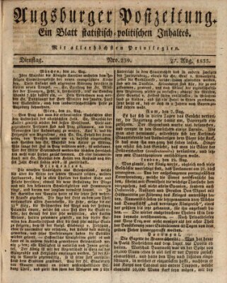 Augsburger Postzeitung Dienstag 27. August 1833