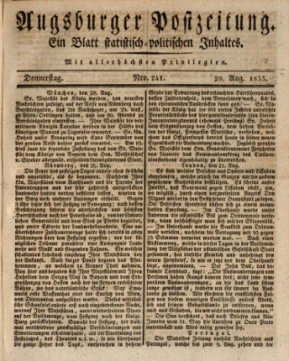 Augsburger Postzeitung Donnerstag 29. August 1833