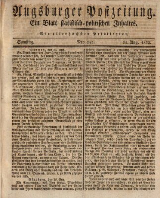 Augsburger Postzeitung Samstag 31. August 1833