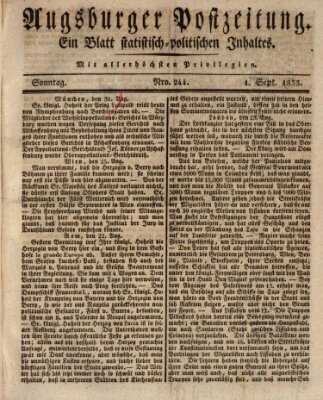 Augsburger Postzeitung Sonntag 1. September 1833