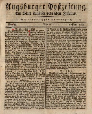 Augsburger Postzeitung Montag 2. September 1833