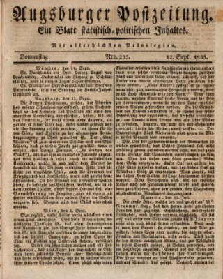 Augsburger Postzeitung Donnerstag 12. September 1833