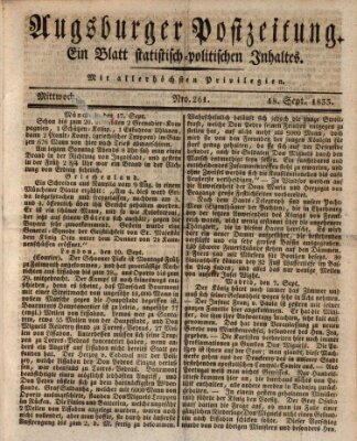 Augsburger Postzeitung Mittwoch 18. September 1833