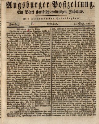 Augsburger Postzeitung Dienstag 24. September 1833