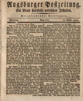 Augsburger Postzeitung Sonntag 29. September 1833