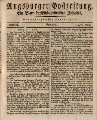 Augsburger Postzeitung Montag 7. Oktober 1833