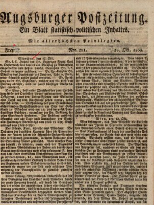 Augsburger Postzeitung Freitag 18. Oktober 1833