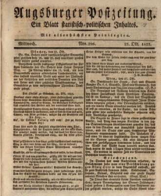 Augsburger Postzeitung Mittwoch 23. Oktober 1833