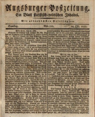 Augsburger Postzeitung Samstag 26. Oktober 1833