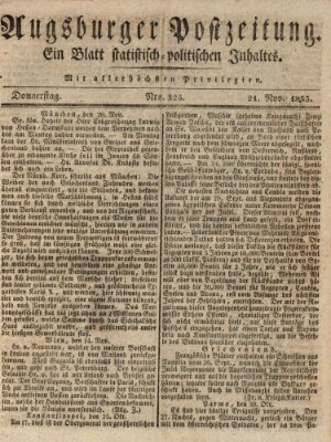 Augsburger Postzeitung Donnerstag 21. November 1833