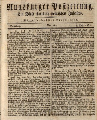 Augsburger Postzeitung Sonntag 8. Dezember 1833