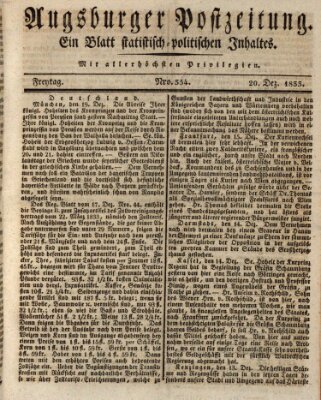 Augsburger Postzeitung Freitag 20. Dezember 1833