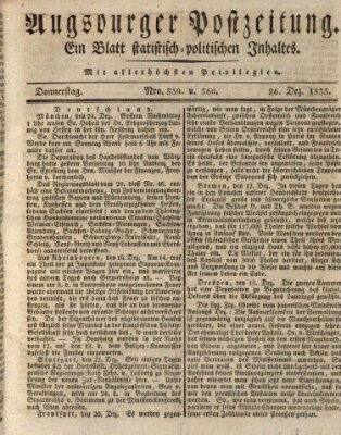 Augsburger Postzeitung Donnerstag 26. Dezember 1833