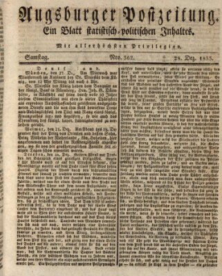 Augsburger Postzeitung Samstag 28. Dezember 1833