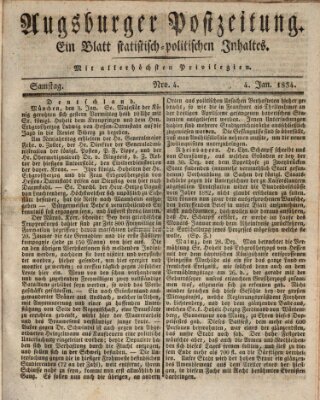 Augsburger Postzeitung Samstag 4. Januar 1834