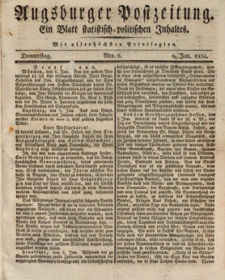 Augsburger Postzeitung Donnerstag 9. Januar 1834