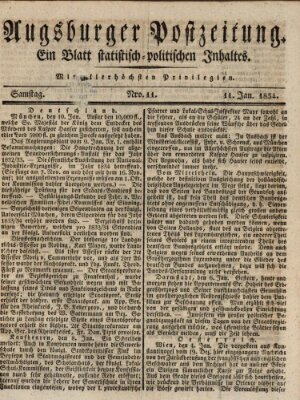 Augsburger Postzeitung Samstag 11. Januar 1834