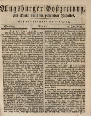 Augsburger Postzeitung Sonntag 12. Januar 1834