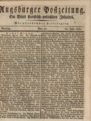 Augsburger Postzeitung Montag 13. Januar 1834