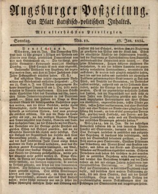 Augsburger Postzeitung Sonntag 19. Januar 1834