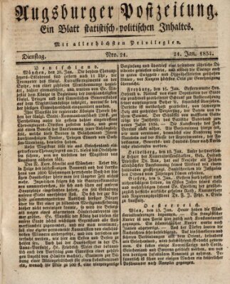 Augsburger Postzeitung Dienstag 21. Januar 1834