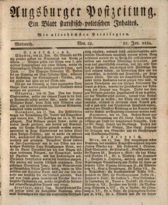 Augsburger Postzeitung Mittwoch 22. Januar 1834