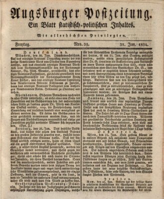 Augsburger Postzeitung Freitag 31. Januar 1834