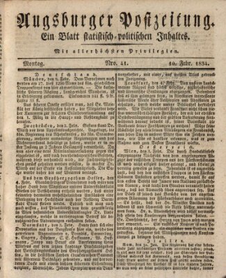 Augsburger Postzeitung Montag 10. Februar 1834