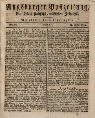 Augsburger Postzeitung Freitag 14. Februar 1834