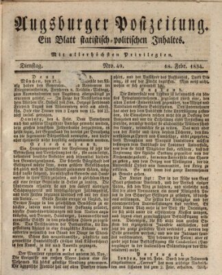 Augsburger Postzeitung Dienstag 18. Februar 1834